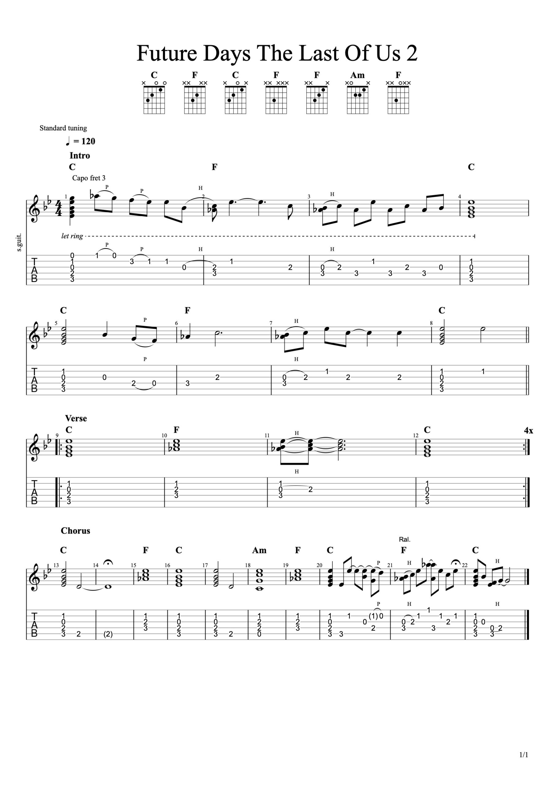 The Last Of Us 2 Joel Future Days Guitar TAB | 9to42